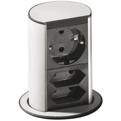 BACHMANN Steckdosenelement Elevator 1 x Schuko.- 2x Eurosteckdose, Edelstahl