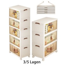 Stapelbox Faltbare Regalbox Aufbewahrungsbox mit Deckel Groß mit Türen & Rädern