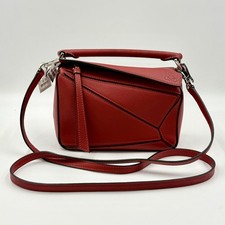 Loewe Puzzle Red Leather Top Handle Crossbody Bag mini WYSIWYG