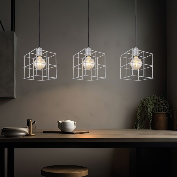 HäNgelampe Pendelleuchte Wohnzimmerlampe Esstischlampe 3 Flammig Gitterschirme-image