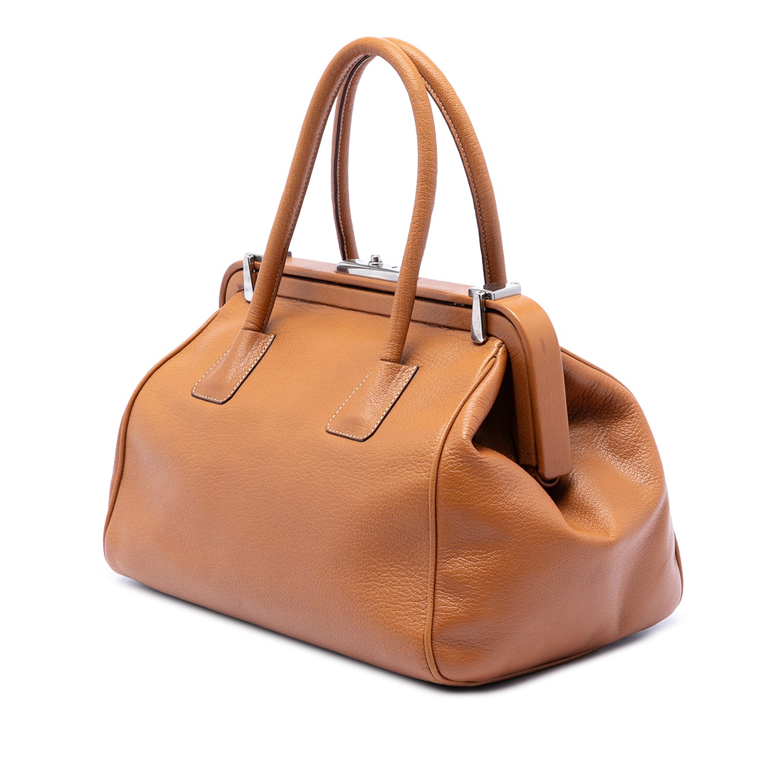 Authenticated Prada Goatskin Madras Cerniera Light Brown Leather Handbag thumbnail 2