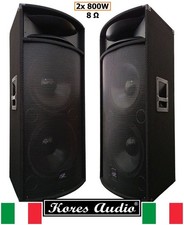 Coppia Diffusori Casse Acustiche Passive 2x 800W con Doppio Woofer da 15" 38 Cm