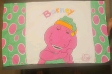 Vintage 1992 Barney the Purple Dinosaur Pillowcase 18"x30" Double Sided NOS