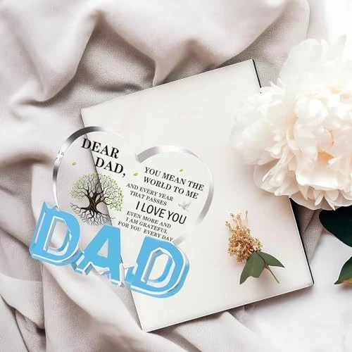 Fathers Day Dad Gifts, Gifts for Dad - Acrylic Heart Plaque Dad Gifts 3.9 ×