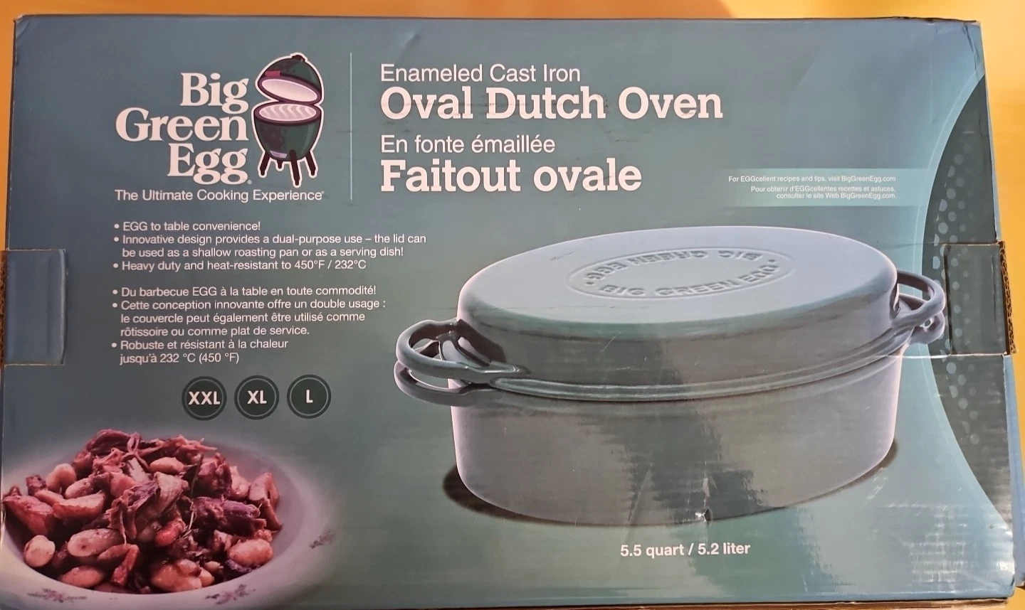 Big Green Egg Enameled Cast Iron Oval Dutch Oven 117670 Outdoor Cooking Pot -NEW