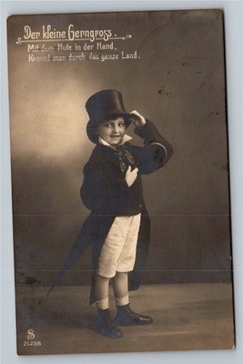 1910 German RPPC Boy in Top Hat ''Der kleine Gerngross'' S. & L. D. 2923/6