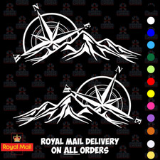 Adventure Compass Mountain Vinyl Stickers x2 - Camper Van Caravan Decal 580mm