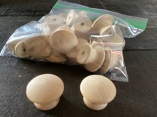 Lot de 23 boutons / tirettes de tiroir ronds en bois 1 "D 3/4" H marron naturel neuf