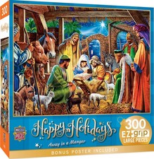 300 Piece Easy Grip Christmas Jigsaw Puzzle - Away in a Manger 18x24