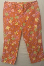 Lilly Pulitizer Orange Multicolor Floral Pants, White Label, Size 12