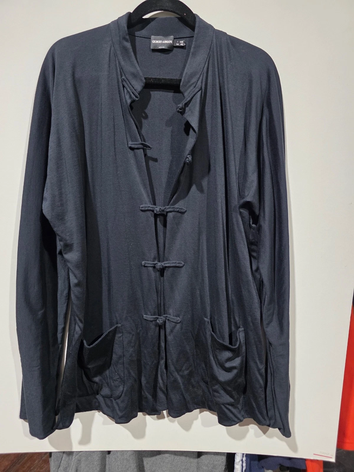 Giorgio Armani — Giorgio Armani Black Knit Jacket Cardigan Toggle Front Mens 56 (XL) Italy