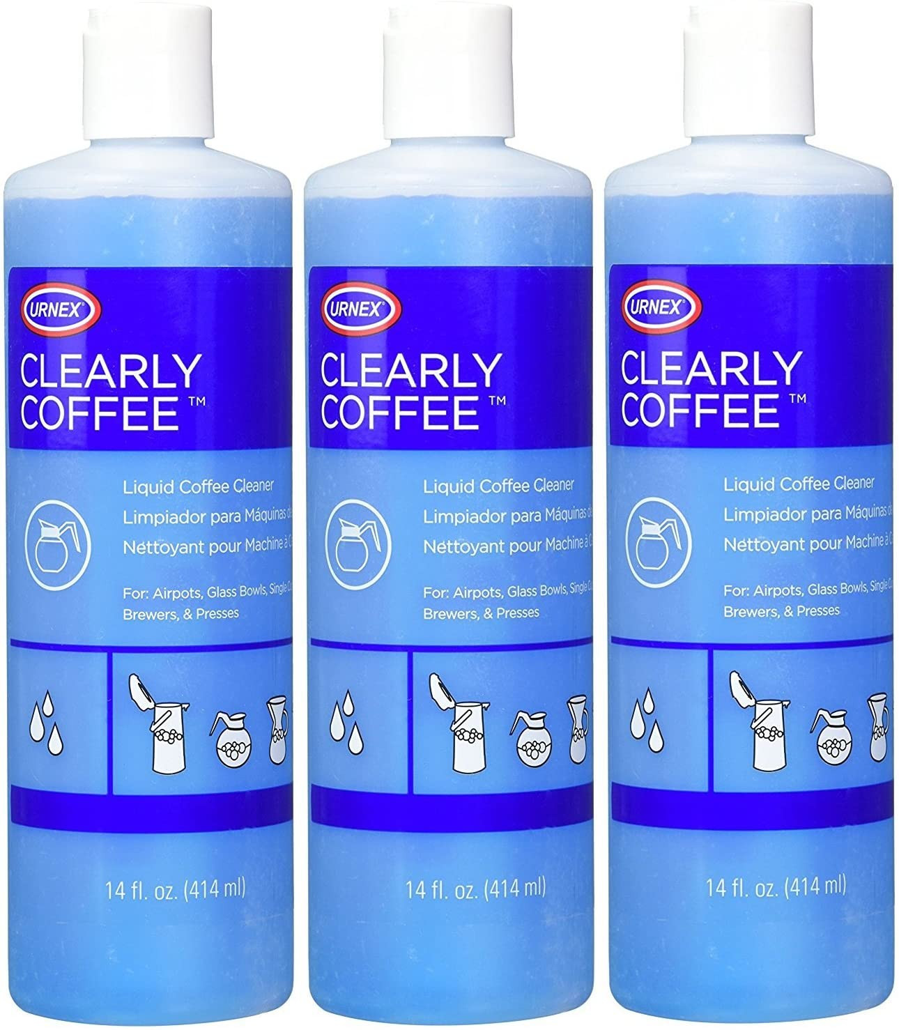 Clearly Coffee Pot Cleaner - 3 Pack - Made in the USA - French Press Liquid Clea