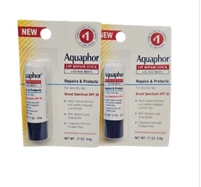 2 Pack Aquaphor Lip Repair Stick + SPF 30 Sunscreen, 0.17 Oz 072140031220VL