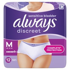 Always Discreet Incontinence Pants Medium 12 Pack Absorbent Underwear