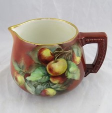 Antique Hand Painted J.P. Limoges Apple Pitcher Jug Artist Signed J Chrysler