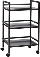 Basics 3-Tier Metal Rolling Cart, Black