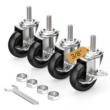 Caster Wheels 3 Inch Locking Stem Casters, 3/8" -16 X 1-1/2" Stem Diameter 3/8"