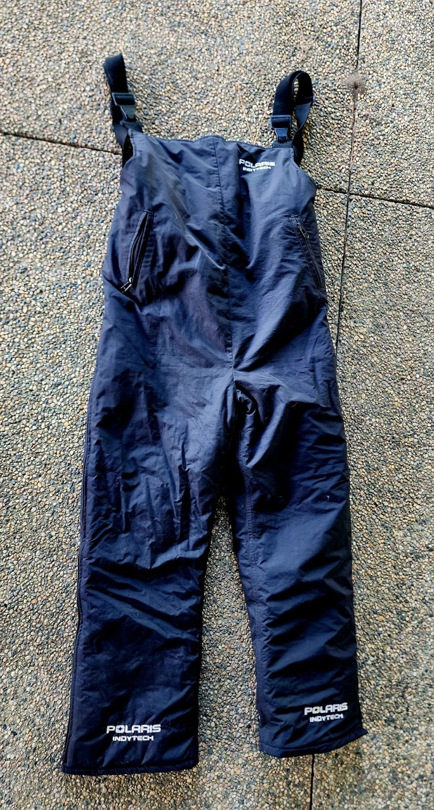 Vintage Polaris Black Nylon Snowmobile Bib Snow Pants Union USA Made Women XL