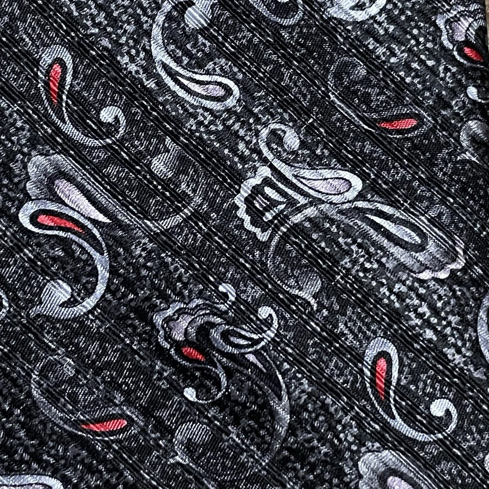 Corbata para hombre Jhane Barnes negra gris cachemira 100 % seda negocios dinero antiguo Foto 3 de 4