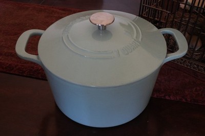 Martha Stewart Green Enameled Cast Iron 7 Quart Dutch Oven Casserole W/ Lid #S29