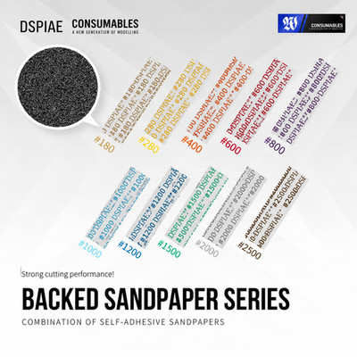 DSPIAE Die-cut Backed Sandpaper #180~#2500 Combo Set Model Sanding Supplies
