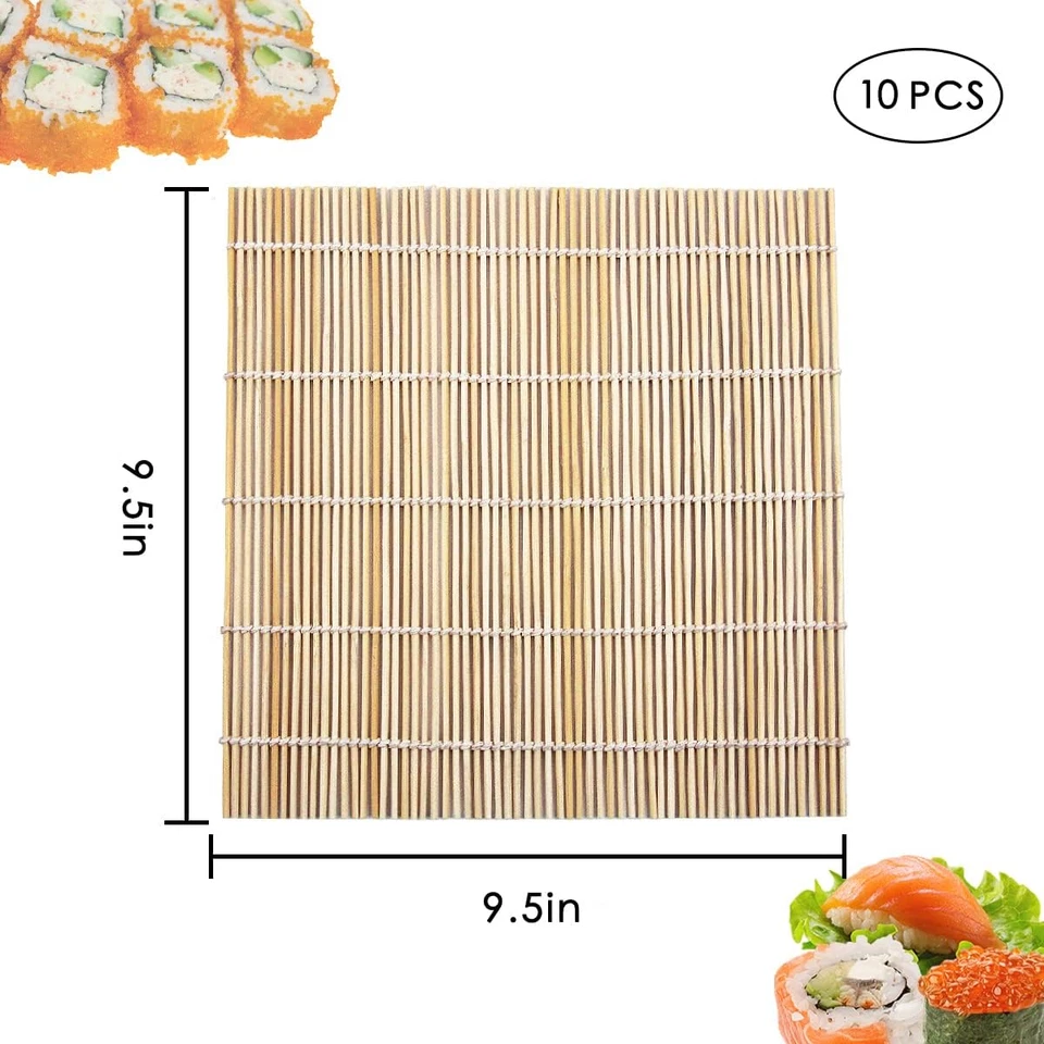 10 PCS 9.5" X 9.5" Natural Bamboo Sushi Rolling Mat - Image 3 of 4