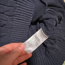 Ralph Lauren Black Label Navy Cable-Knit Full-Zip Mockneck Sweater
