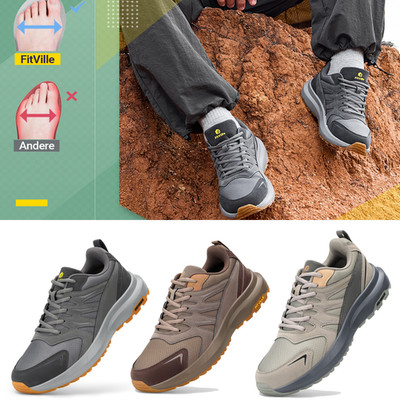 FitVille Herren Extra Breit Wasserabweisend Outdoorschuhe Rutschfest Bequem