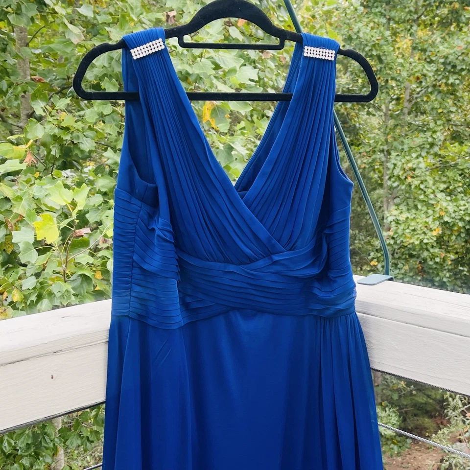 Alex Evenings Talla Grande Cuello en V Vestido de Noche Madre de la Novia Vestido Azul 14W Foto 2 de 4