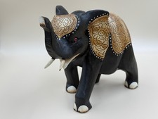 Beautiful Wooden Carved Elephant Figure Decorative Indian Figurine