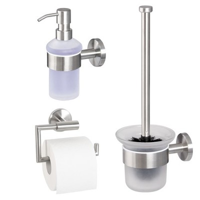 bremermann Bad-Serie PIAZZA - Badezimmer Set 3tlg. aus Edelstahl matt