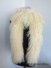100% Real Mongolia Lamb Fur Scarf /fur Collar/ Fur Neck Wrap/ Women Beige Cape