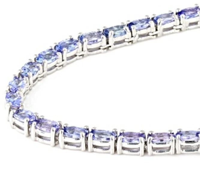 Sparkling Tanzanite over Sterling Silver 18" Tennis Necklace - Image 4 of 4