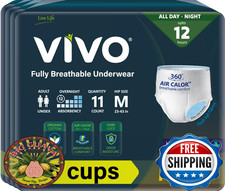 VIVO Organic Cotton Overnight Adult Incontinence Pull-Up Underwear, M, 44 Ct