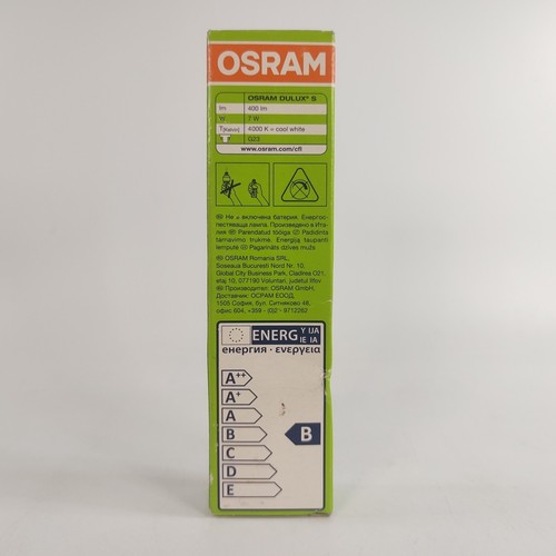 OSRAM Dulux S 7W 840 Lumilux Cool White G23 400lm lámpara de tubo lámpara de ahorro de energía - Imagen 6 de 7