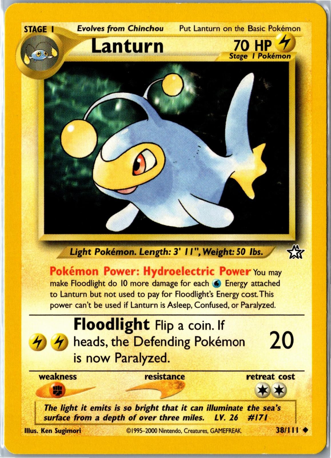 Pokemon Card - Lanturn 38/111 Neo Genesis Uncommon Moderately Played