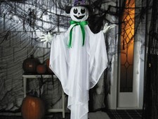Animated Hanging Ghost Prop Smiling 39" Halloween Decoration with Witch Hat New