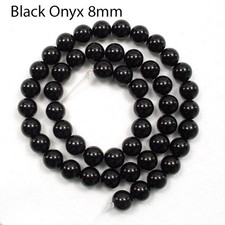 Semi Precious Gemstone Beads Black Onyx 2, 4, 6, 8, 10, 12mm on full 38cm strand