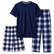 Boys Pajamas Set  3-Piece Pant, Shirt, Shorts Sleepwear Pjs for Kids  Loose...
