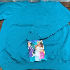 Hanes Her Way Sweatshirt Vintage NOS Women's Large Blue Crewneck Blank 90s New 