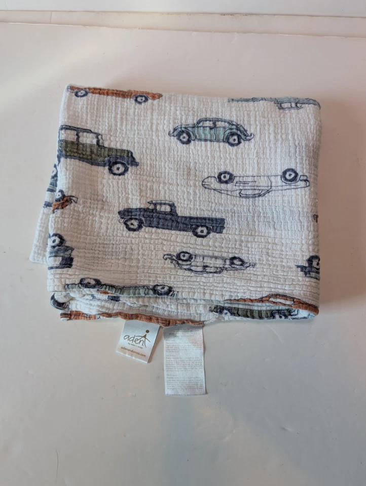 Manta de bebé Aden & Anais multicolor coches vintage envoltura muselina algodón rara Foto 2 de 4