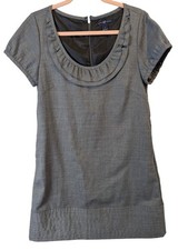 Gap Dress Womens 10 Gray Wool Blend Ruffle Neck A-Line Career Work Office Chic