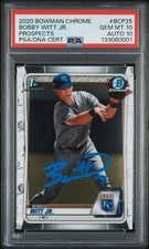 2020 Bowman Chrome Prospects Bobby Witt Jr. Rookie PSA 10 Auto 10 1st Bowman
