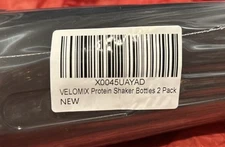 VELOMIX 2 Pack 28 oz Protein Shaker Bottles for Protein Mixes Black, Clear
