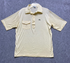 Vintage Lacoste Shirt Mens Large Yellow Polo Mercerized Lisle Chest Pocket 90s