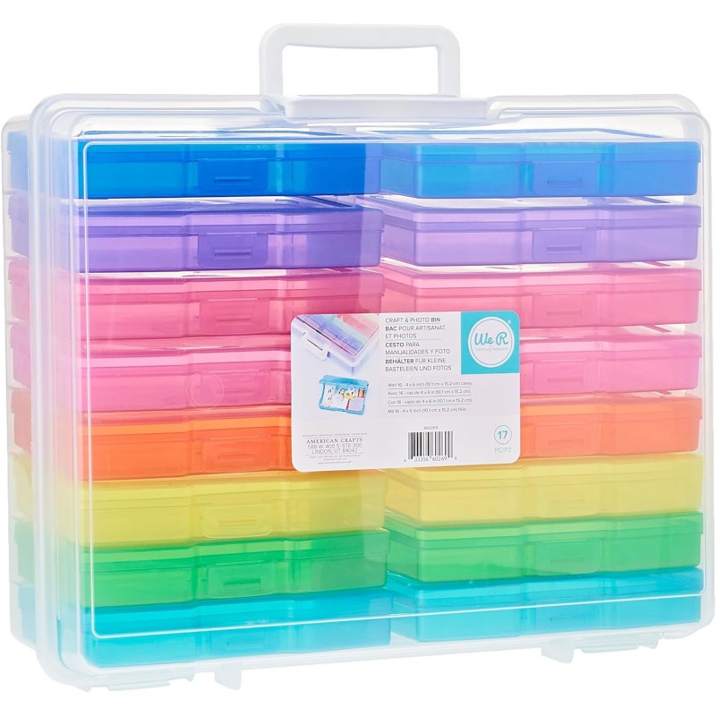 Boîte de rangement avec 16 mini bacs amovibles pour trier les loisirs créatifs