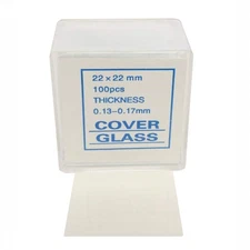 Microscope Cover Slips, #1 Thickness, 22 x 22 mm, Case of 100