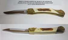 FROST CUTLERY 8.5" WHITETAIL BEAR CLAW LOCKBACK FOLDING STAG BONE KNIFE WT072 SC