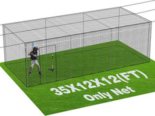 Baseball Batting Cage Nets, 35'L/55'L/70'L Baseball and Softball Cage Netting, E