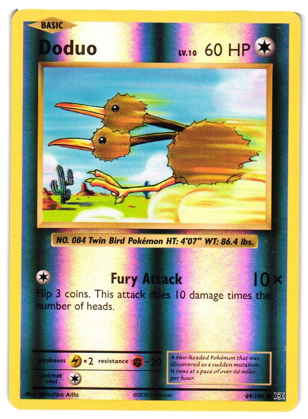 Pokemon TCG Doduo 69/108 Reverse Holo XY Evolutions VLP